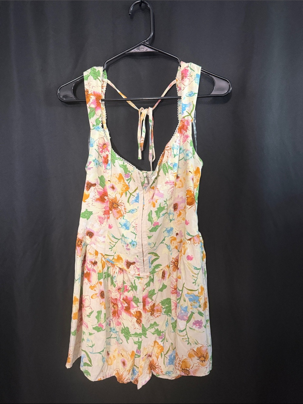 wild fable Light yellow Floral Tie-Back Romper
